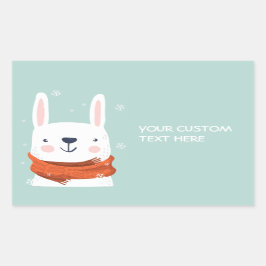 Adesivo Retangular Texto personalizado vinhetas do Winter Bunny