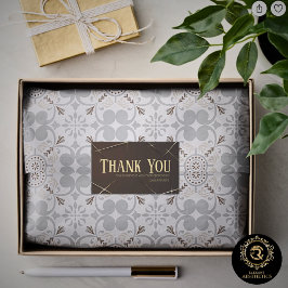 Adesivo Retangular Thank You Business Sticker Brown & Gold