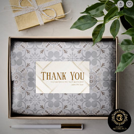 Adesivo Retangular Thank You Business Sticker Ivory & Gold Brown