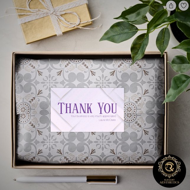 Adesivo Retangular Thank You Business Sticker Lavender & Plum (Criador carregado)