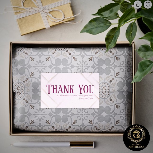 Adesivo Retangular Thank You Business Sticker Soft Pink & Berry Red (Criador carregado)