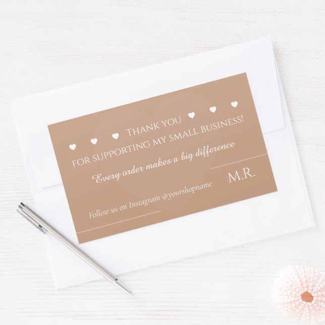 Adesivo Retangular Thank You For Supporting My Small Business |  (Envelope)