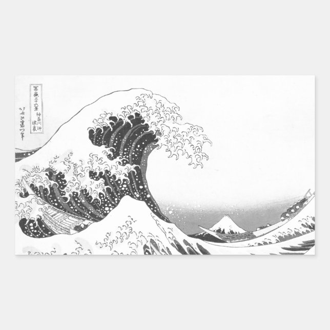 Adesivo Retangular The Great Wave / Black & White (Frente)