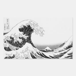 Adesivo Retangular The Great Wave / High-contrast Black & White