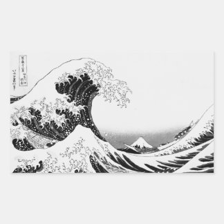Adesivo Retangular The Great Wave / High-contrast Black & White