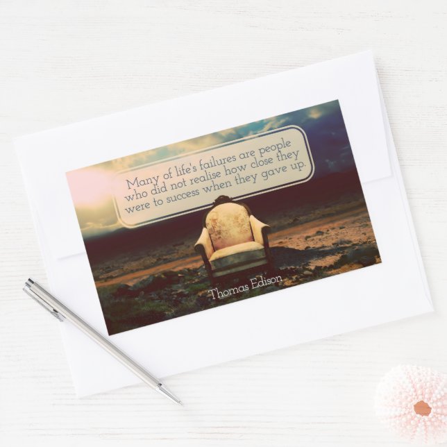 Adesivo Retangular Thomas Edison Inspirational Cote "Falhas" (Envelope)