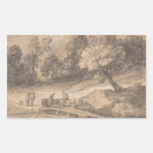 Adesivo Retangular Thomas Gainsborough - Paisagem arborizada com Figu