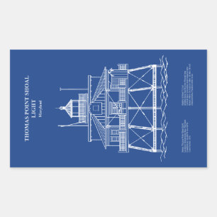 Adesivo Retangular Thomas Point Shoal Lighthouse - Maryland - AD