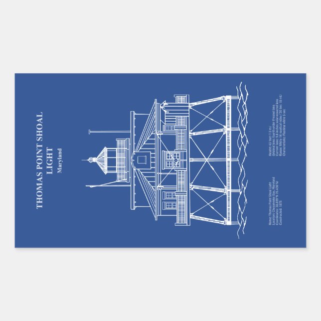 Adesivo Retangular Thomas Point Shoal Lighthouse - Maryland - AD (Frente)