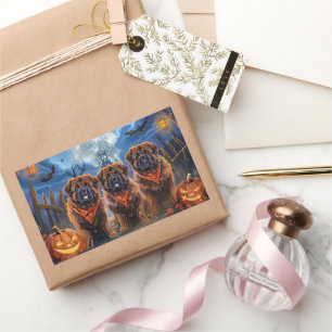 Adesivo Retangular Tibetano Mastiff Halloween Spooky