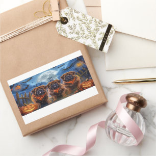 Adesivo Retangular Tibetano Mastiff Halloween Spooky