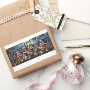 Adesivo Retangular Tibetano Spaniel Halloween Spooky