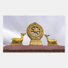 Adesivo Retangular Tibete, Lhasa - Roda Dharma no templo Jokhang