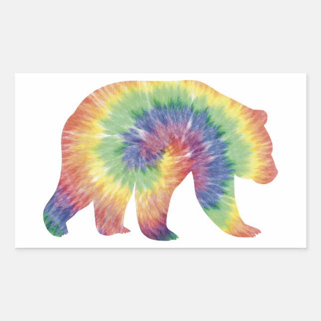Adesivo Retangular Tie Dye Grizzly Bear Sticker (Frente)