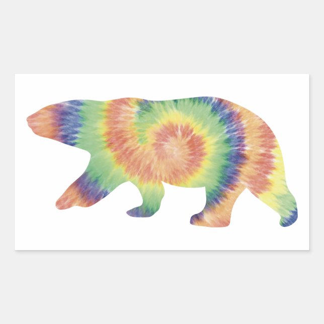 Adesivo Retangular Tie Dye Polar Bear Sticker (Frente)