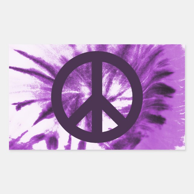 Adesivo Retangular Tie-Dye Roxo com Símbolo de Paz (Frente)