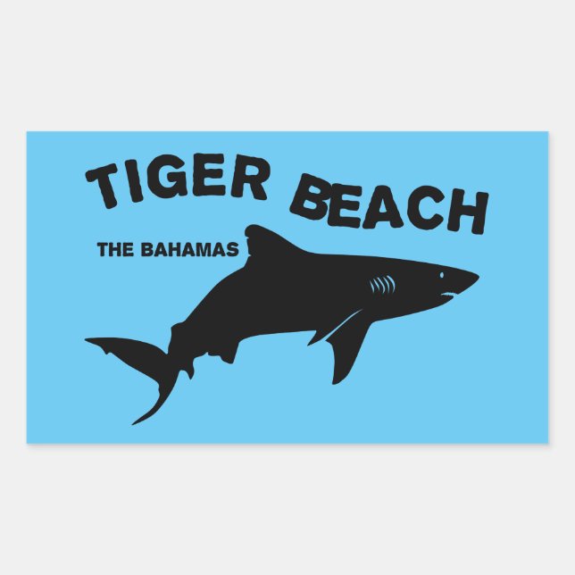 Adesivo Retangular Tiger Beach - Bahamas | Mergulho Com Tubarões (Frente)