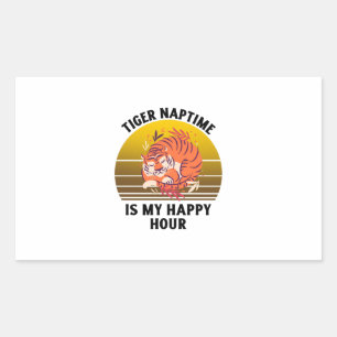 Adesivo Retangular Tiger naptime é minha hora feliz