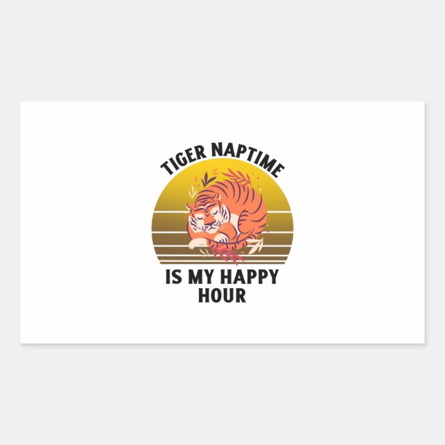 Adesivo Retangular Tiger naptime é minha hora feliz (Frente)