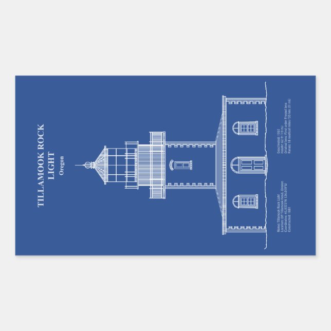 Adesivo Retangular Tillamook Rock Lighthouse - Oregon - AD (Frente)