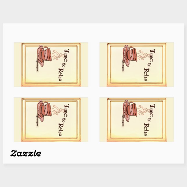 Adesivo Retangular Time to Relax yellow Rectangular Sticker Label (Folha)