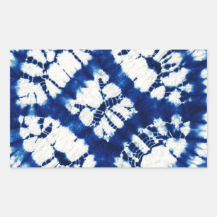 Adesivo Retangular Tinta Azul Shibori Tie Dye Mares do Sul Batik