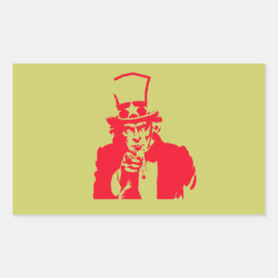 Adesivo Retangular Tio Sam (Vermelho) nos Stickers