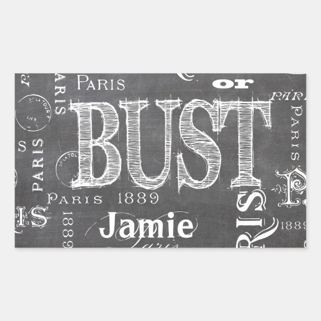 Adesivo Retangular Tipografia Calliografia Paris França Torre Eiffel (Frente)