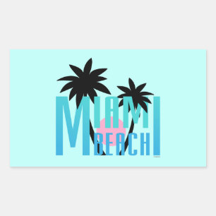 Adesivo Retangular Tipografia de Miami-Beach-Florida