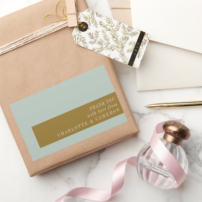 Adesivo Retangular Tipografia Elegante Azul Costume De Azul Obrigado (Presentear)