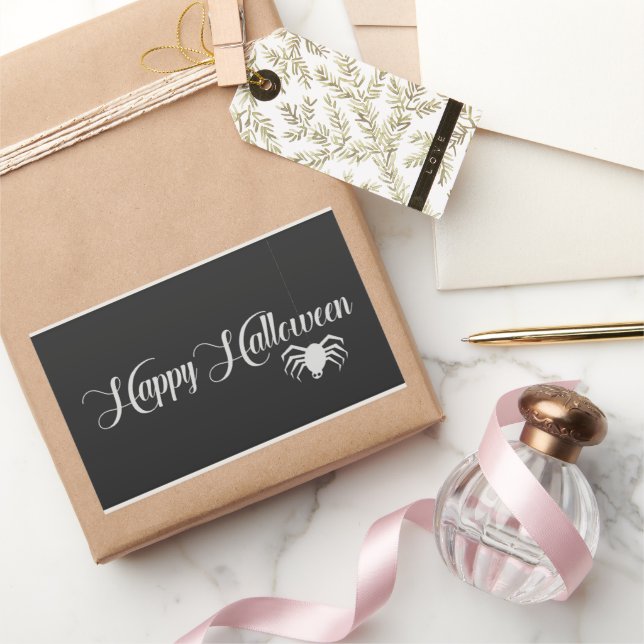 Adesivo Retangular Tipografia Feliz de Halloween (Presentear)