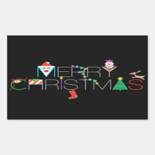 Adesivo Retangular Tipografia Feliz de Natal