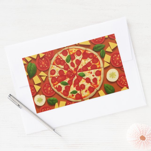 Adesivo Retangular Tomate de comida legal com abstrato de queijo de t (Envelope)