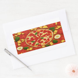 Adesivo Retangular Tomate de comida legal com abstrato de queijo de t