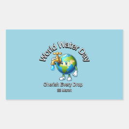 Adesivo Retangular Tome Cada Gota. Dia Mundial da Água.