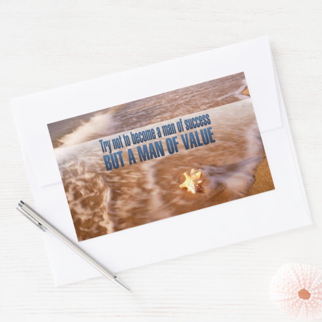 Adesivo Retangular "Torne-se um homem de valor", citação inspiraciona (Envelope)