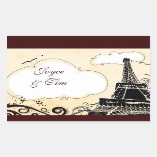 Adesivo Retangular Torre Eiffel com nuvens