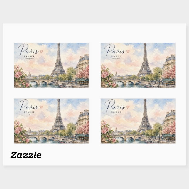 Adesivo Retangular Torre Eiffel Paris França rio seine  (Folha)