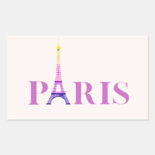 Adesivo Retangular Torre Eiffel-Paris-Vibrante e Colorida-