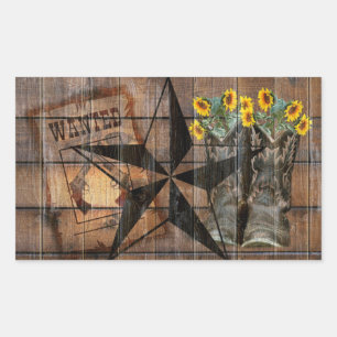 Adesivo Retangular Torre Russo Texas Star Western Pistolol