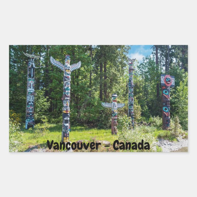 Adesivo Retangular Totems in Stanley Park, Vancouver Canadá (Frente)