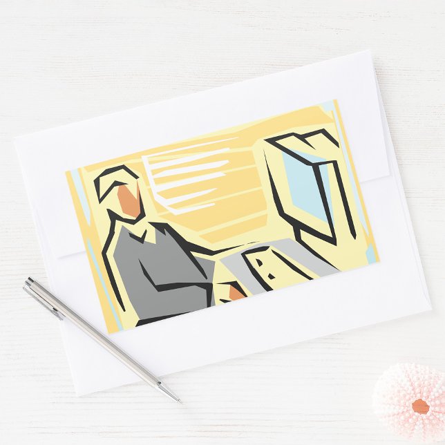 Adesivo Retangular Trabalhando Em Um Autocolante (Criador carregado)