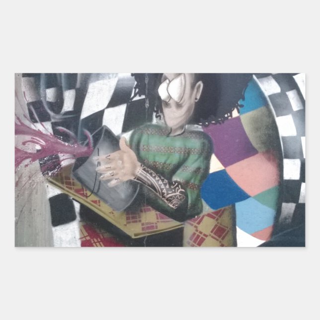 Adesivo Retangular Trabalho de arte abstrato Grafite (Frente)