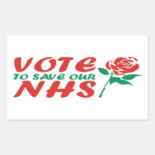 Adesivo Retangular Trabalho do voto para salvar nosso NHS