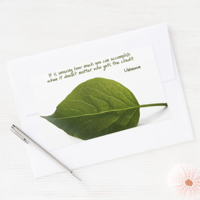 Adesivo Retangular "Trabalho em equipe incrível" Citação Inspiraciona (Envelope)