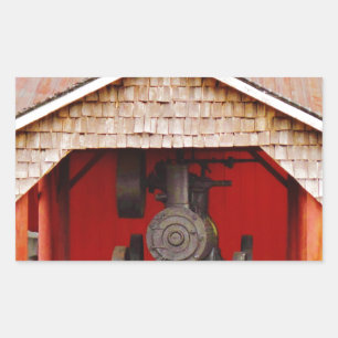 Adesivo Retangular Tracter Antiquado com Vapor