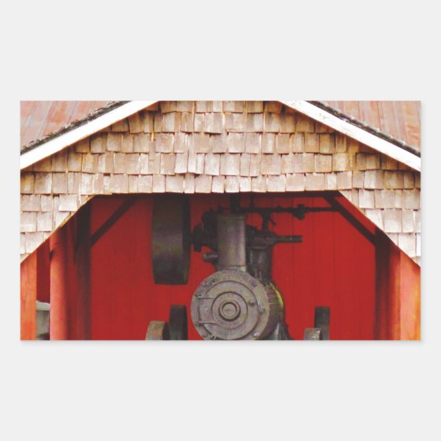 Adesivo Retangular Tracter Antiquado com Vapor (Frente)