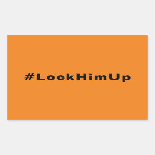 Adesivo Retangular Tranque-o #LockHimUp minimalista preto laranja
