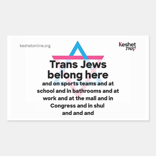 Adesivo Retangular Trans Jews Belong Everywhere (Frente)