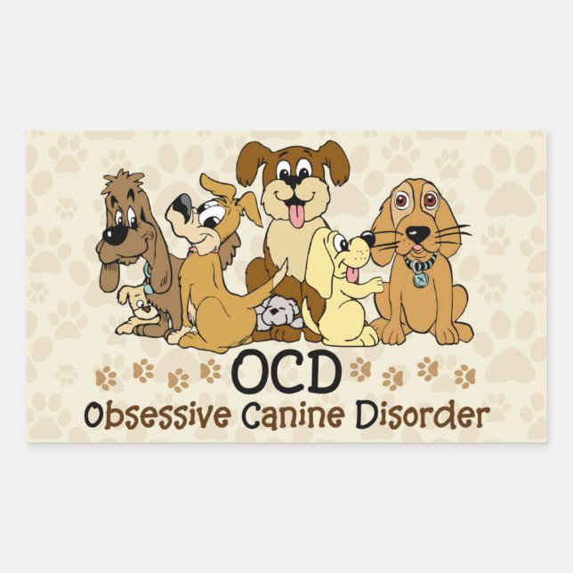 Adesivo Retangular Transtorno Canino Obsessivo de OCD (Frente)